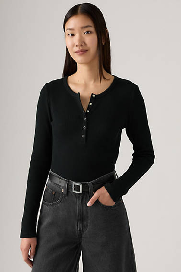 Levi's Dry Goods Waffle Henley In Black