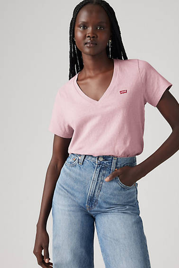 Levi's The Perfect V Neck Tee - Women's - L - Pink / Fragrant Lilac
