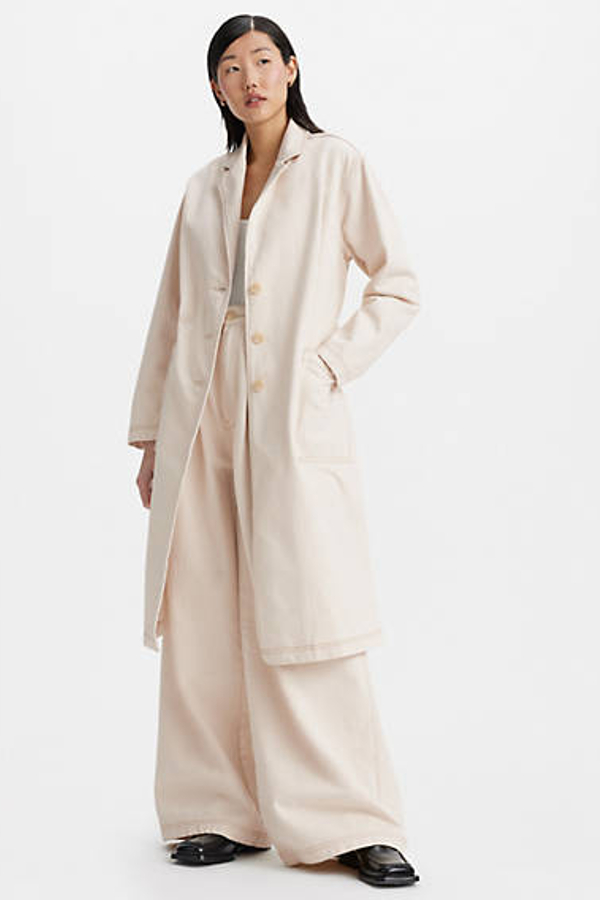 Levi's Japanese Denim Surplus Trench Coat In Cream / Moj Soft Ecru