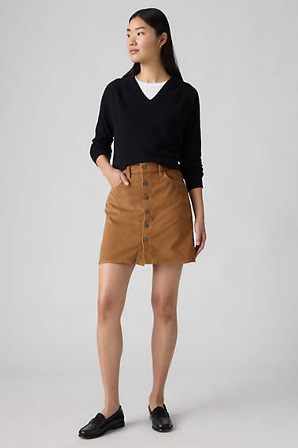 Levi's Retro Button Front Skirt In Brown