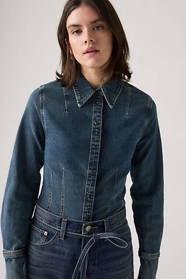Levi's Long Sleeve Shaped Shirt In Blue