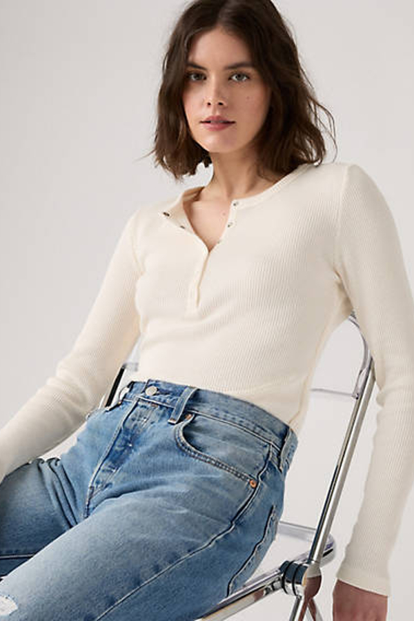 Levi's Dry Goods Waffle Henley In White