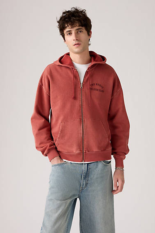 Levi's Two Horse Cropped Zip Up Hoodie In Brown