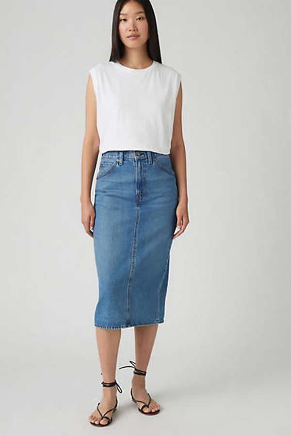 Levi's High Rise Slit Skirt - Women's - 23 - Blue
