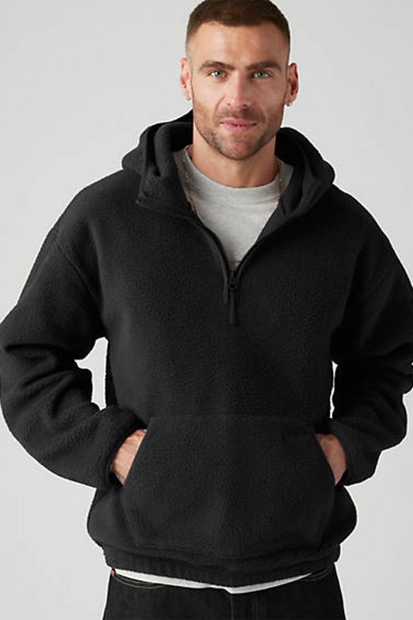 Levi's Hooded Sherpa Pullover In Black