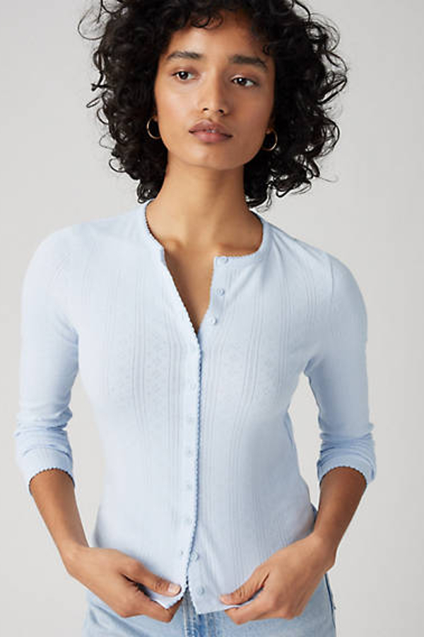 Levi's Dry Goods Pointelle Long Sleeve Tee In Blue