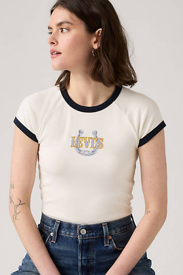 Levi's Graphic Riley Raglan Tee In White