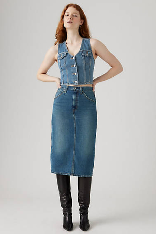 Levi's High Rise Back Slit Skirt - Women's - 29 - Blue