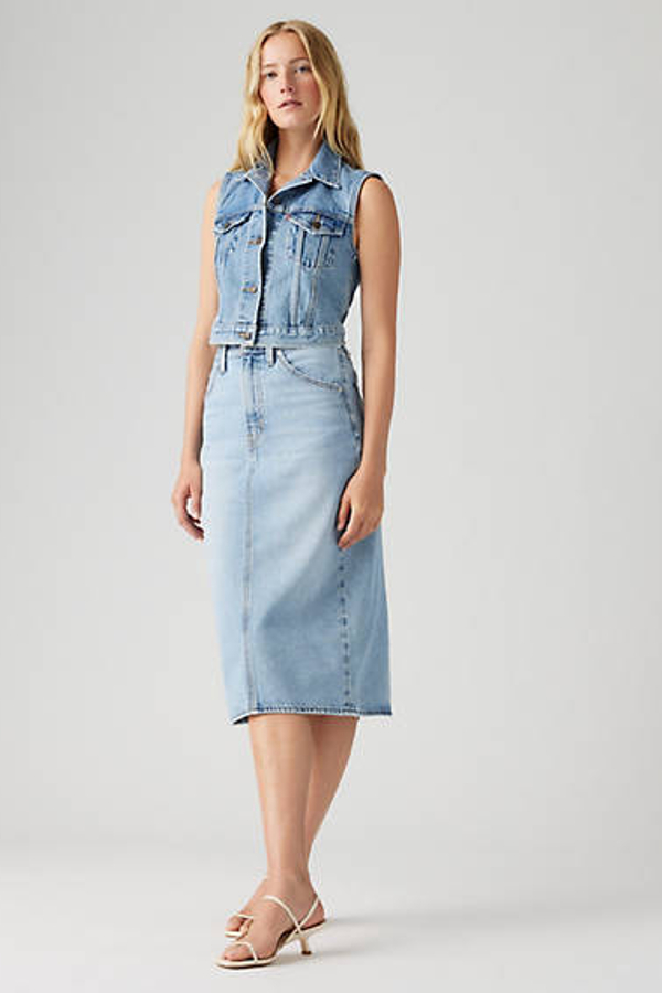Levi's High Rise Slit Skirt - Women's - 25 - Blue