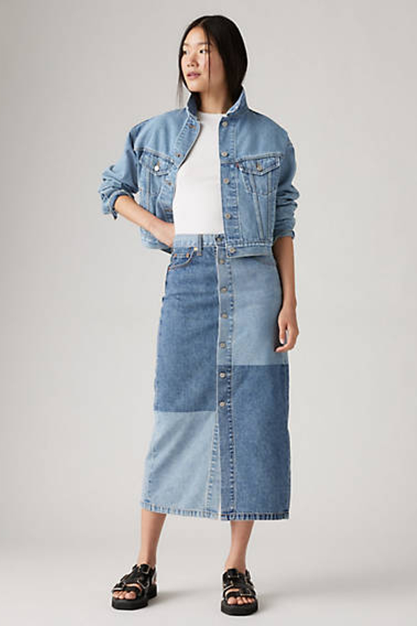 Levi's Button Midi Skirt - Women's - 28 - Blue