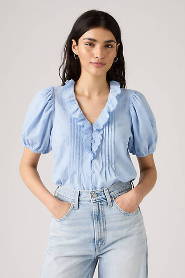 Levi's Giselle Ruffle Blouse In Blue