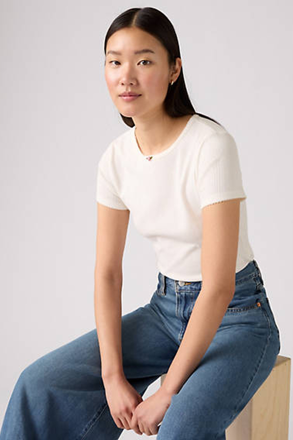 Levi's Dry Goods Pointelle Tee In White
