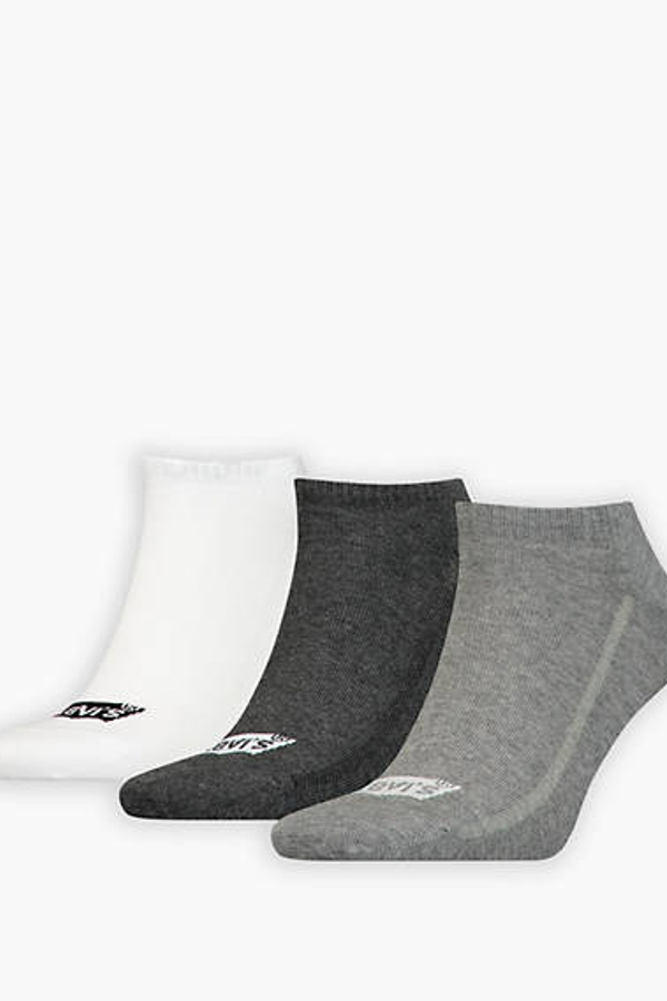 Levi's Men's Grey Low Cut Batwing Logo Recycled Cotton Socks 3 Pack - Size 35