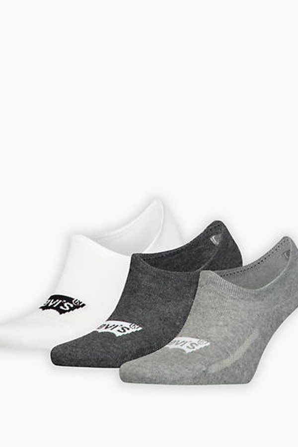 Levi's Men's Grey High Cut Batwing Logo Recycled Cotton Socks 3 Pack - Size 35