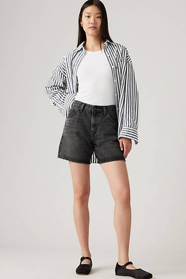 Levi's High Rise Baggy Shorts - Women's - 28 - Black