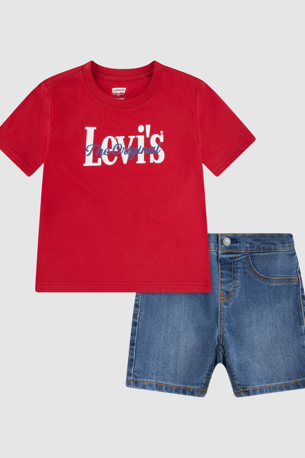 Levi's Baby Logo Tee and Denim Shorts 2-Piece Set - Herren - Rot / Rot