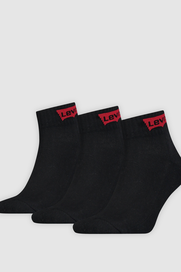 Levi's Mid Cut Batwing Socken - 3er-Pack - Herren - Schwarz / Schwarz