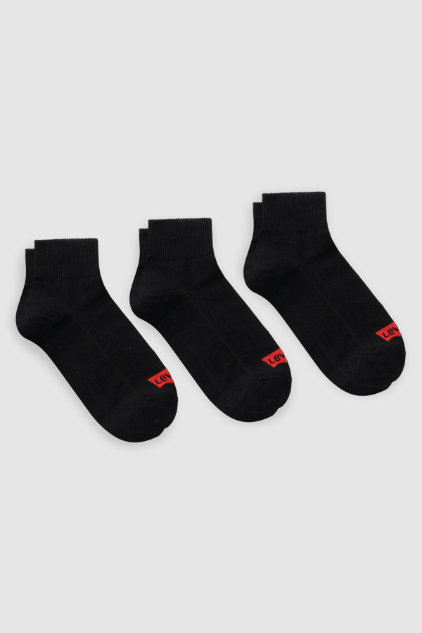 Levi's mittelhohe Socken mit Batwing Logo aus recycelter Baumwolle - 3er-Pack - Herren - Schwarz / Schwarz