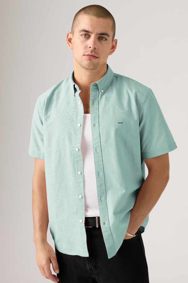 Levi's Authentisches Lightweight Buttondown-Shirt mit kurzen Ärmeln - Herren - Grau / Grau
