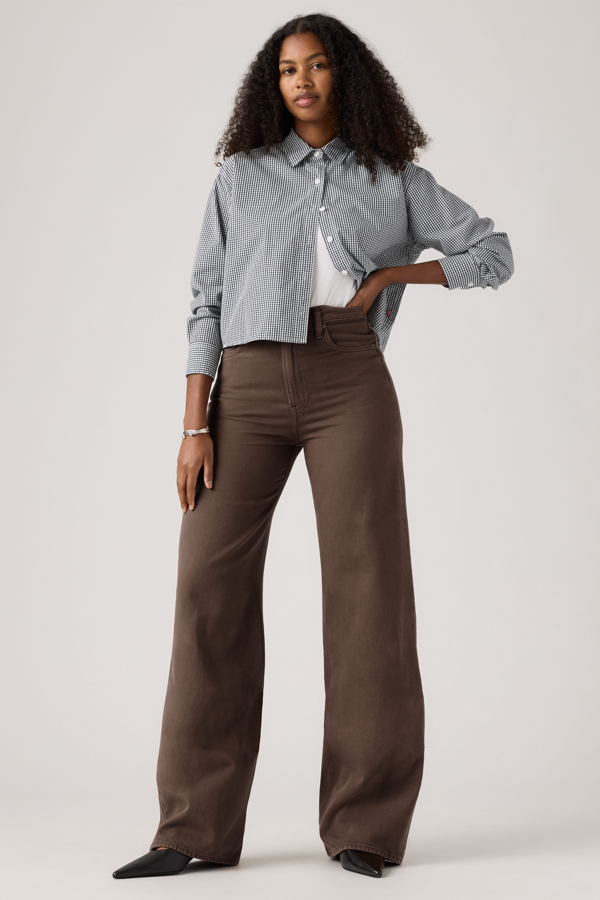 Levi's Ribcage Wide Leg Hose aus Leinen - Damen - Braun / Braun