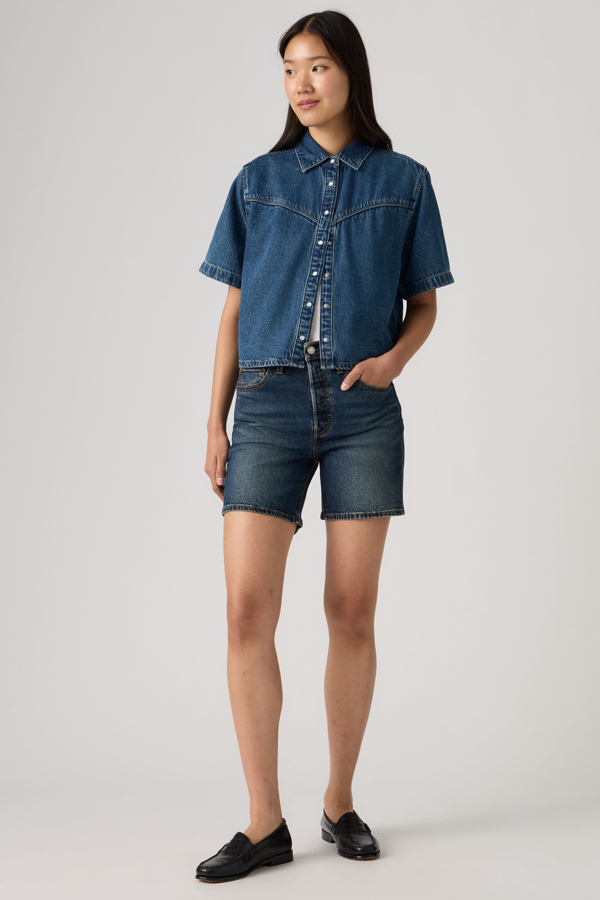 Levi's 501 Lightweight Shorts mit mittlerer Oberschenkellänge - Damen - Dunkle Waschung / Dunkle Waschung