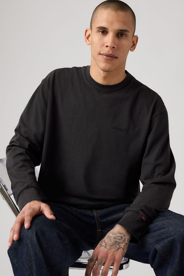 Levi's Authentisches Langarm-T-Shirt - Herren - Schwarz / Schwarz
