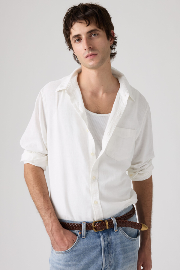 Levi's Sunset Shirt mit Brusttasche, aus Baumwolle und Leinen - Herren - Weiß / Weiß