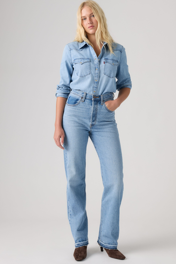 Levi's Ribcage Recrafted Jeans in voller Länge - Damen - Mittlere Waschung / Mittlere Waschung