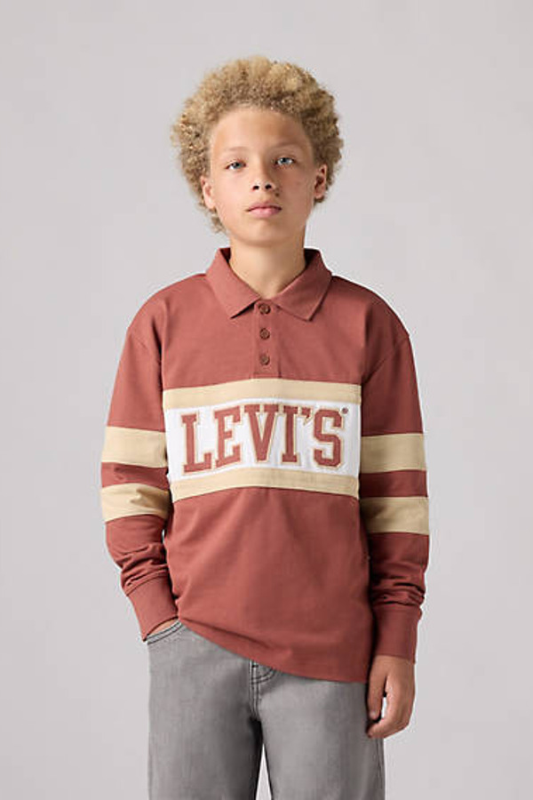 Levi's Polo Manche Longue Relaxed Ado - Homme - Rouge / Mahogany - 10A