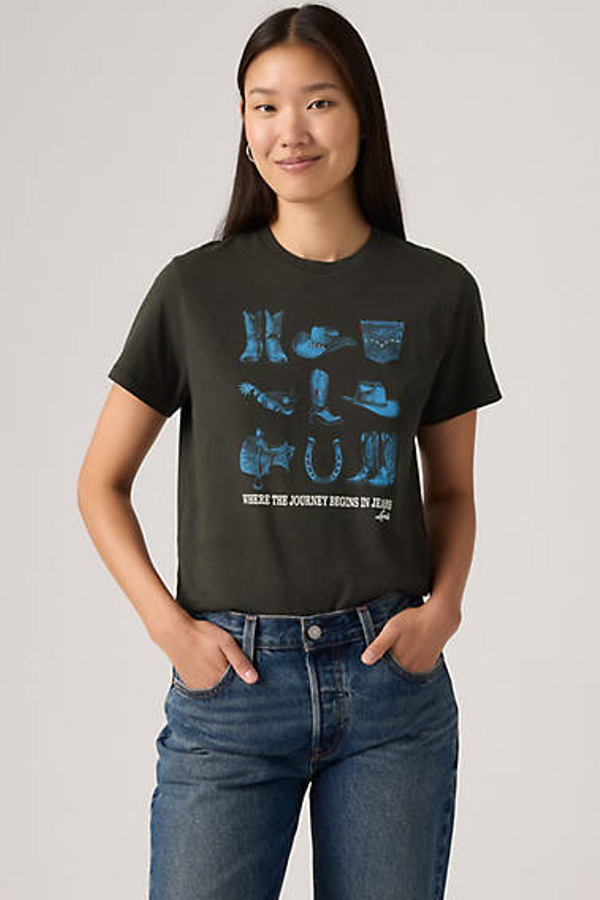 Levi' T Shirt Graphique Classic Femme / Cowboy Poster With Studs Pirate