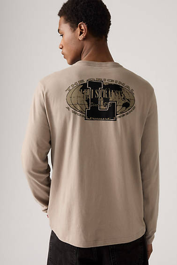 Levi' T Shirt Graphique Relaxed Manche Longue Homme Neutral / Archival World Legend Fungi