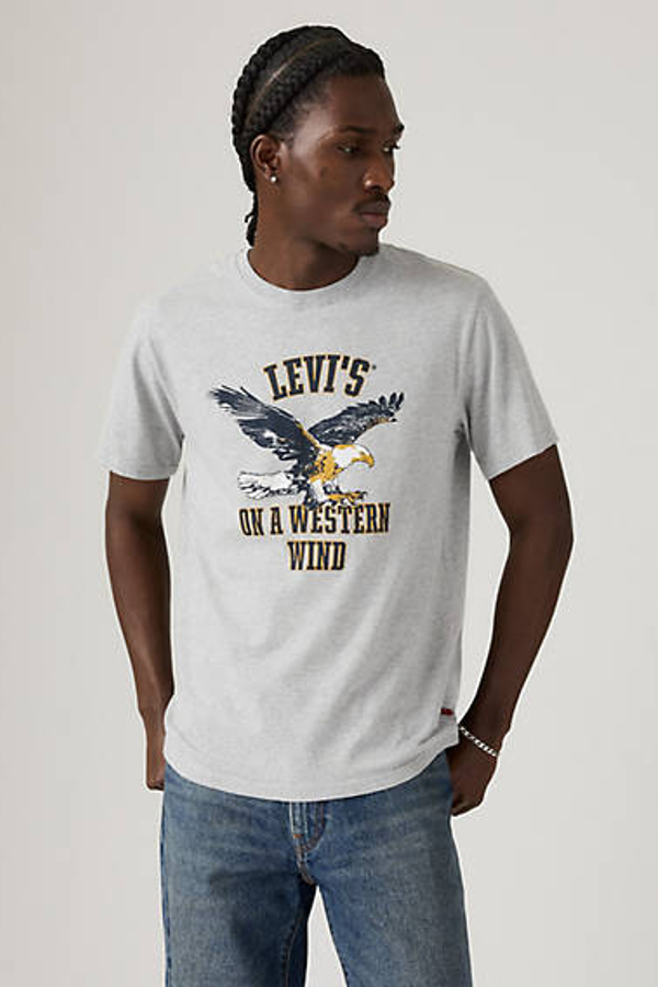 Levi' T Shirt Graphique Relaxed Homme / Western Wind Eagle Mid Tone Heather