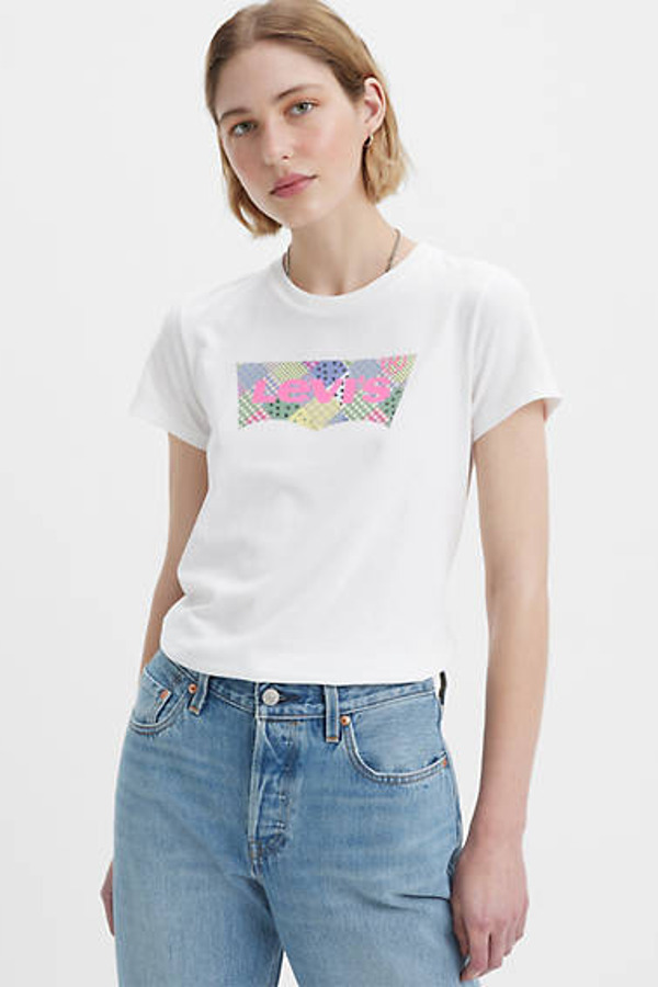 Levi's T Shirt Perfect - Femme - Blanc / Quilt Bw Fill Bright White - 2XS