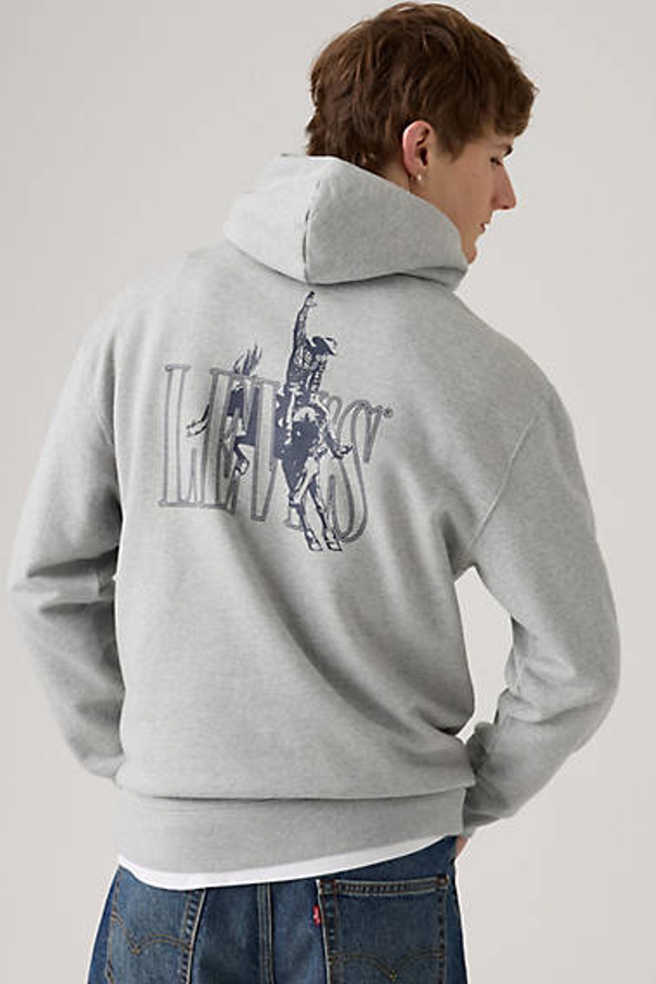 Levi' Sweat À Capuche Graphique Relaxed Homme / Ssnl Serif Cowboy 3 Mid Tone Heather