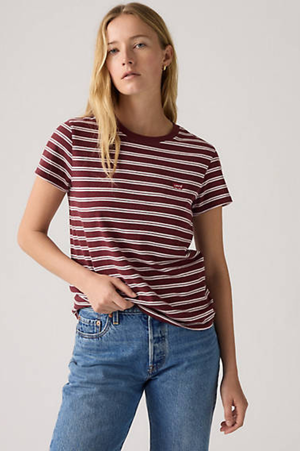 Levi' T Shirt Perfect Femme / Trudy Stripe Truffle Cotton