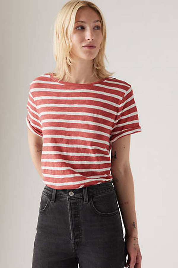 Levi's T Shirt Margot - Femme - Rouge / Captain Stripe Marsala - M