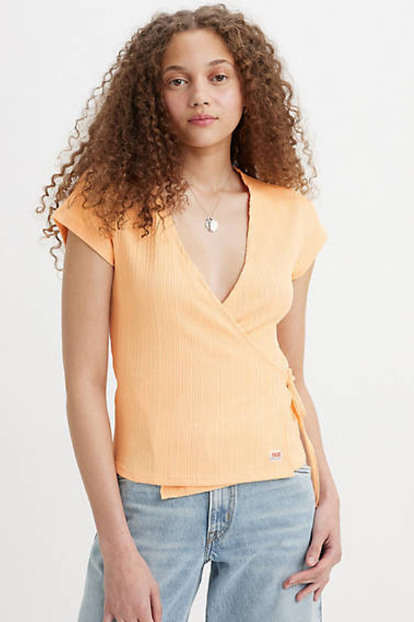 Levi's Haut Cache Caur Maille Pointelle Dry Goods - Femme - Orange / Almond Cream - 2XS