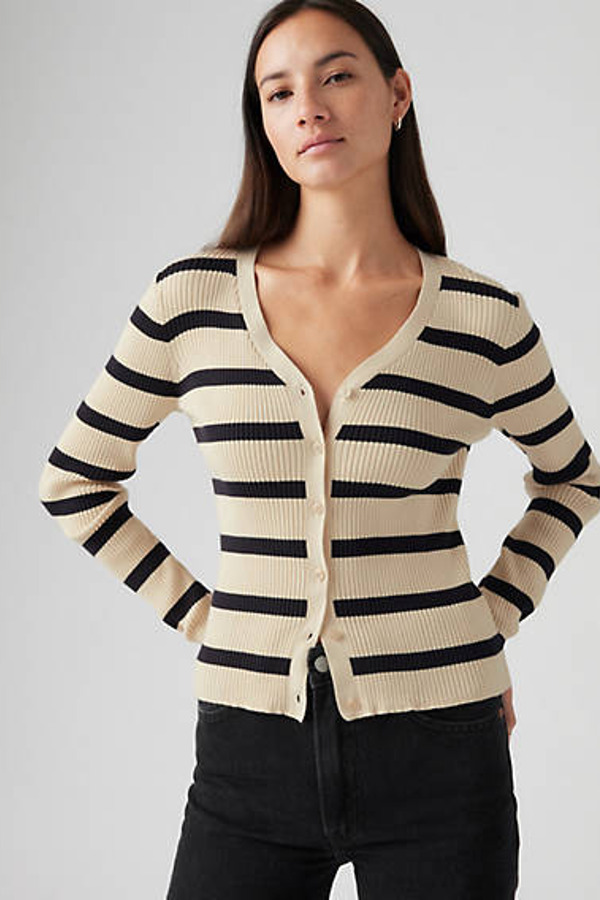 Levi's Cardigan Tulip - Femme - Beige / Redwood Stripe Creme Brulee - XS