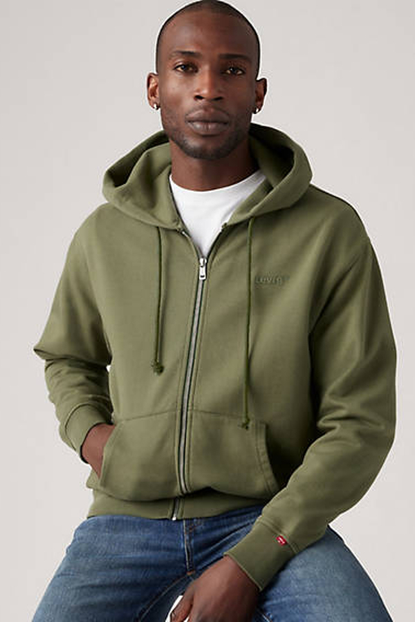 Levi' Sweat Shirt Full Zip Authentic Homme / Moss Garment Dye Moss