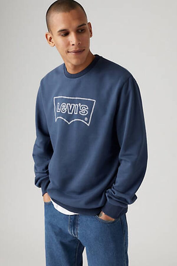 Levi's Sweat Shirt Col Rond Graphique Standard - Homme - Bleu / Rope Batwing Crew Vw Sargasso Sea - XL