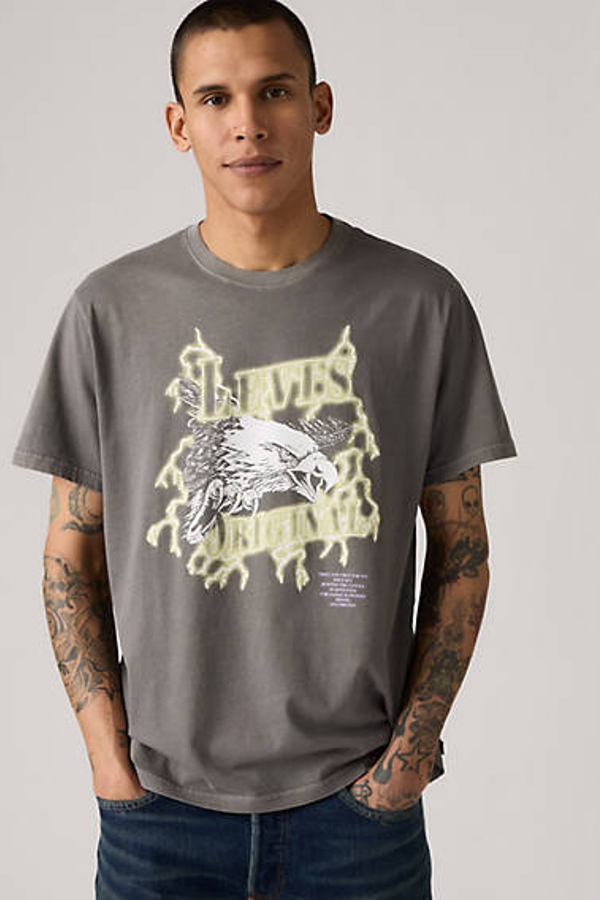 Levi' T Shirt Graphique Relaxed Homme / Lightning Eagle Smoked Pearl