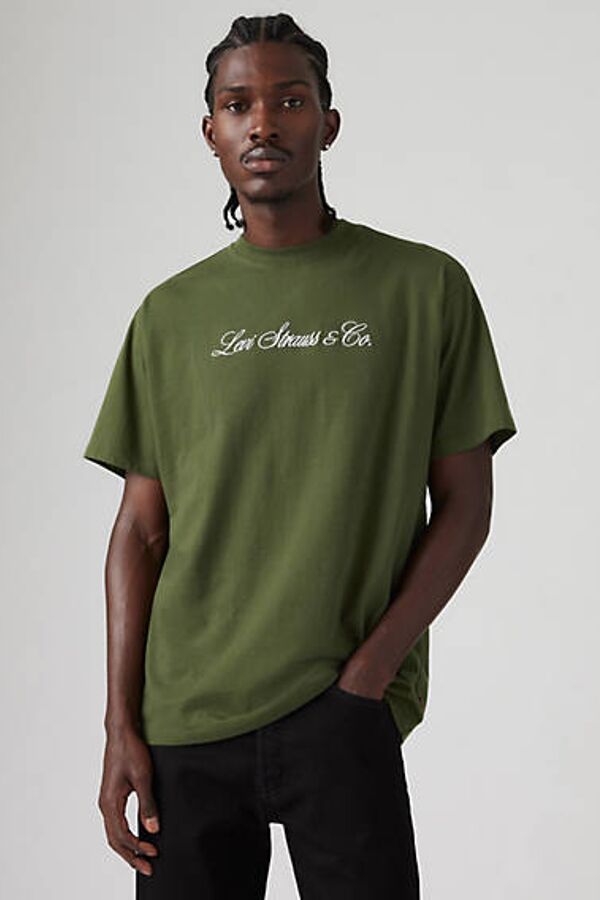 Levi's T Shirt Graphique Vintage - Homme - Vert / Bri Levis Script Kombu Green - XL