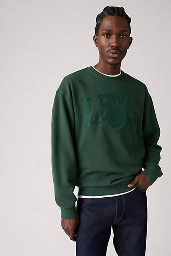 Levi's Sweat Shirt Col Rond Graphique Relaxed - Homme - Vert / Applique Sycamore - S