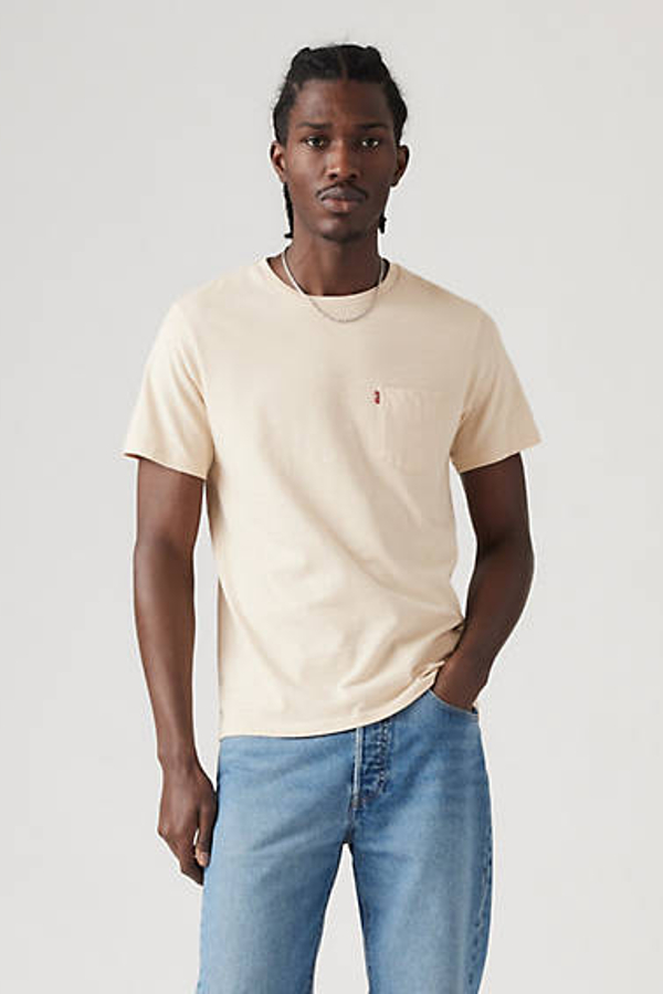 Levi' T Shirt À Poche Classic Homme Neutral / Fog Slub Jersey