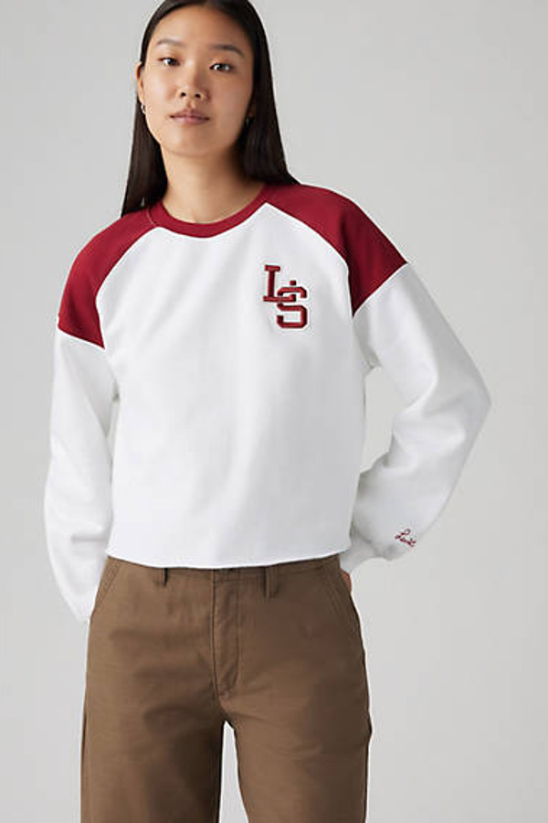 Levi's Sweat Shirt Col Rond Campout - Femme - Blanc / Ls Monogram Bright White / Sundried Tomato - L