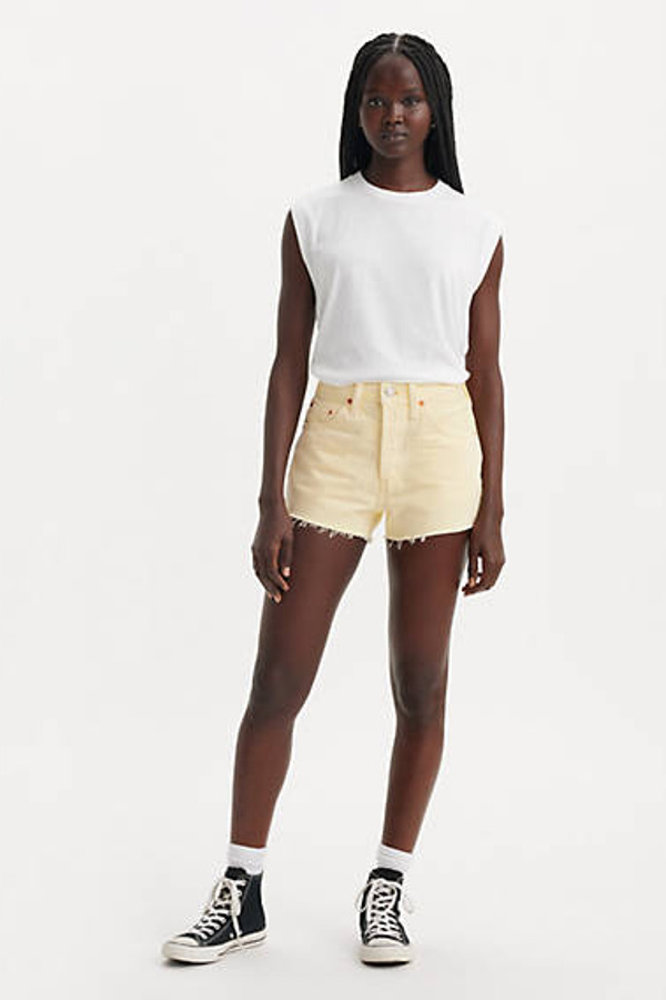 Levi's Short Jean 501 Original Taille Haute - Femme - Jaune / Dusty Anise Flower - 31