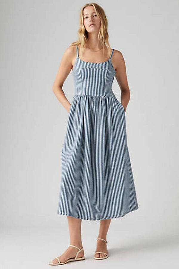 Levi's Alessie Bustier Dress - Femme - Bleu / Mischa Stripe Denim - M