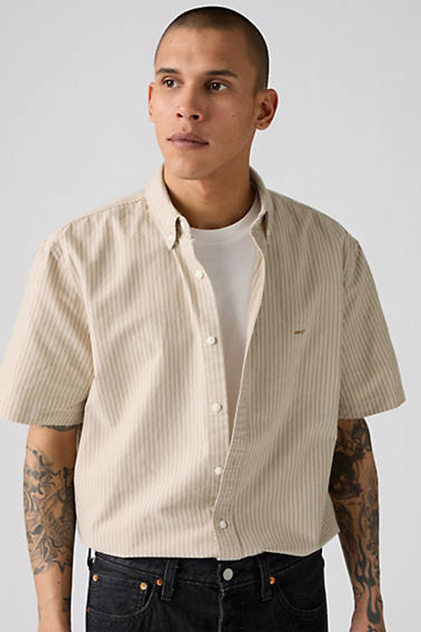 Levi' Chemise Boutonnée Manche Courte Authentic Homme Neutral / Waylon Stripe Harvest Gold