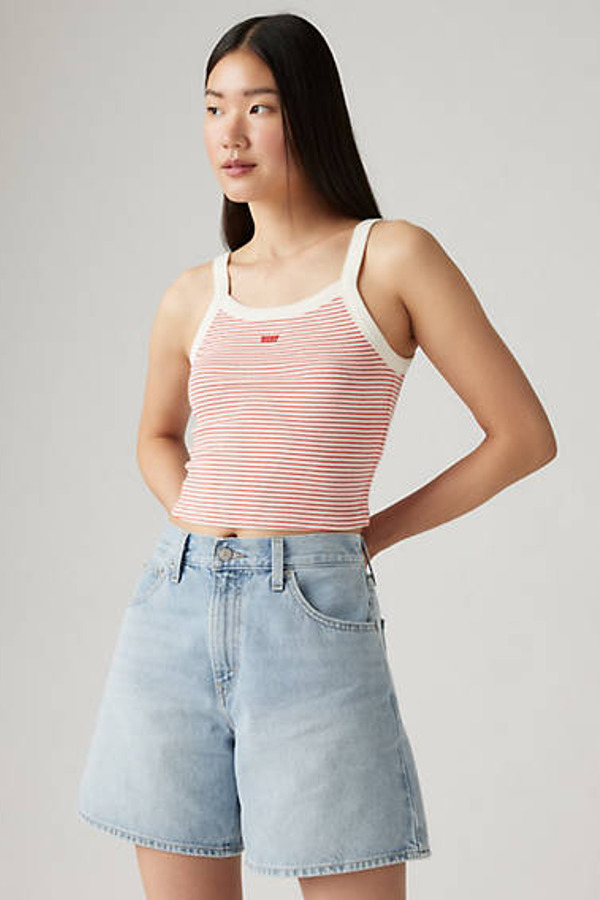 Levi's Débardeur Sportif Essential - Femme - Rouge / Annalise Stripe Poppy Red Cotton - L