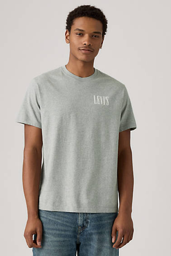Levi' T Shirt Graphique Relaxed Homme / Distressed Serif Mid Tone Heather